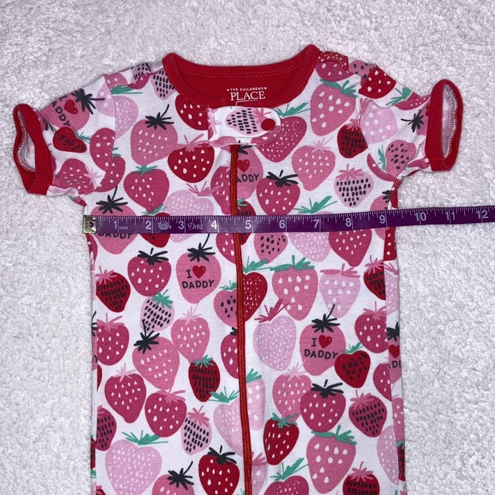 TCP strawberry I love daddy shortall pajama one piece zip cotton 2t - Picture 4 of 7